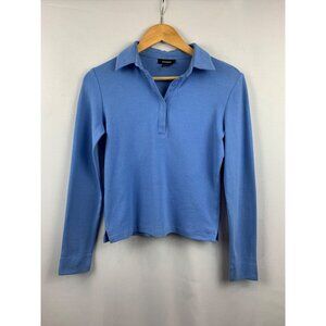 Express Blue Long Sleeve Polo Shirt S